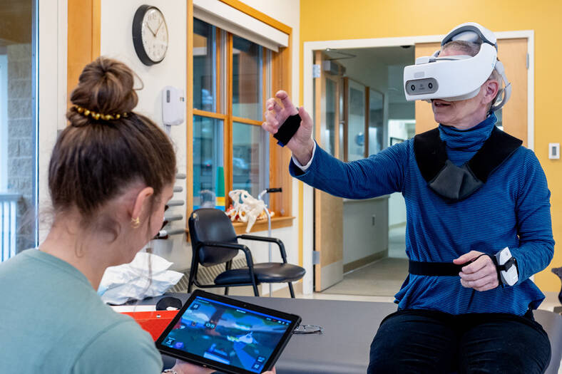 Patient using a virtual reality headset